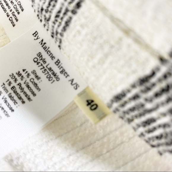 By Malene Birger Blazer Jacket Ivory Cream Beaded Open Front 40 - Picture 7 of 9